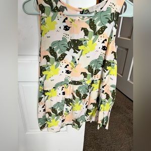 Loft sleeveless blouse, greens and peach